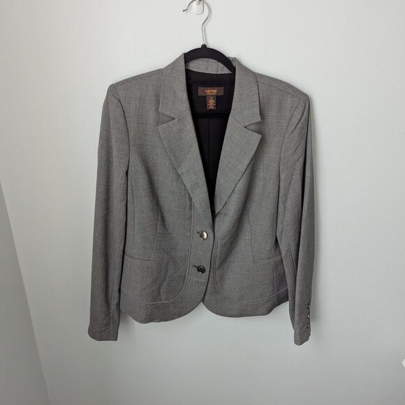 Victor Alfaro Women's Gray Wool-Rayon Blend Suit Set, 14 - Picture 2 of 9